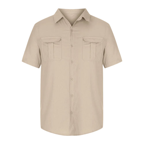 Tank Tops Men Men'S Fashion Vacation Solid Color Cotton Linen Double Pocket Casual Shirts Short Sleeves Mens Western Shirts Mens T-Shirts on Sales