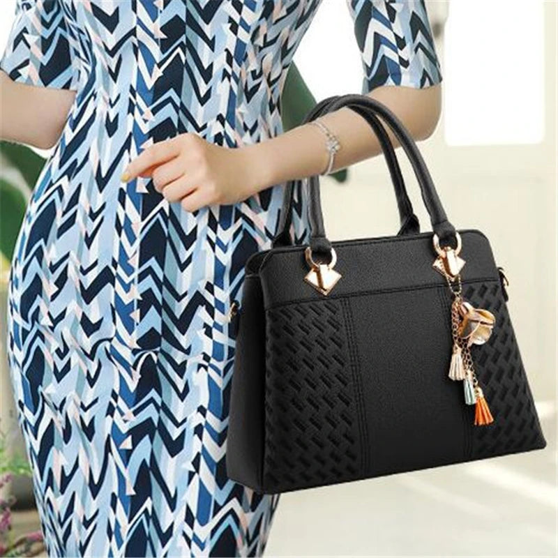 Luxury Women's Shoulder Bag – Embroidered Large Capacity Tote with Tassel