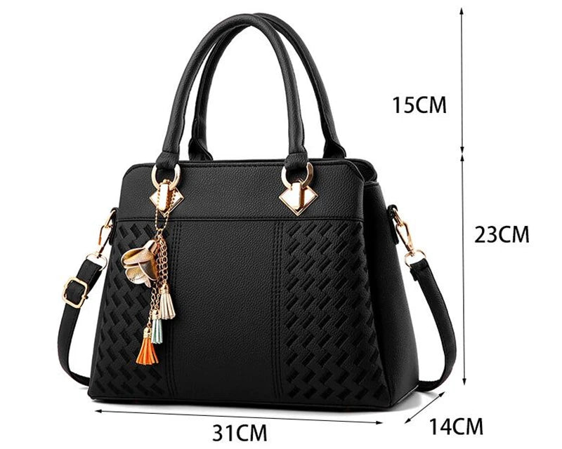 Luxury Women's Shoulder Bag – Embroidered Large Capacity Tote with Tassel