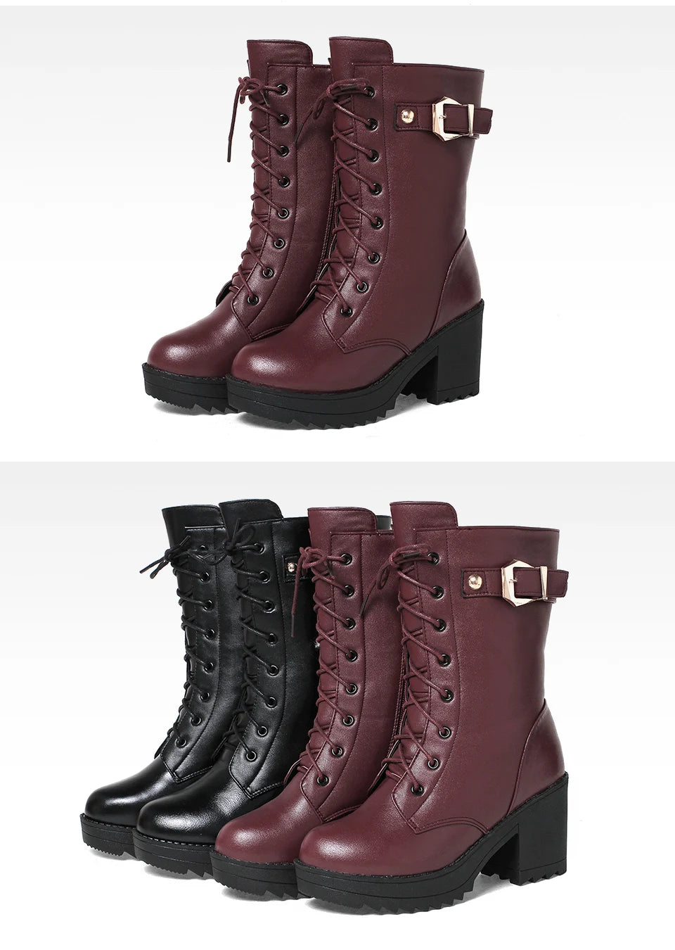 **Noverlla™ Premium Genuine Leather Women's Winter Snow Boots – Warm Wool Lined High-Heel Cold Weather Boots**