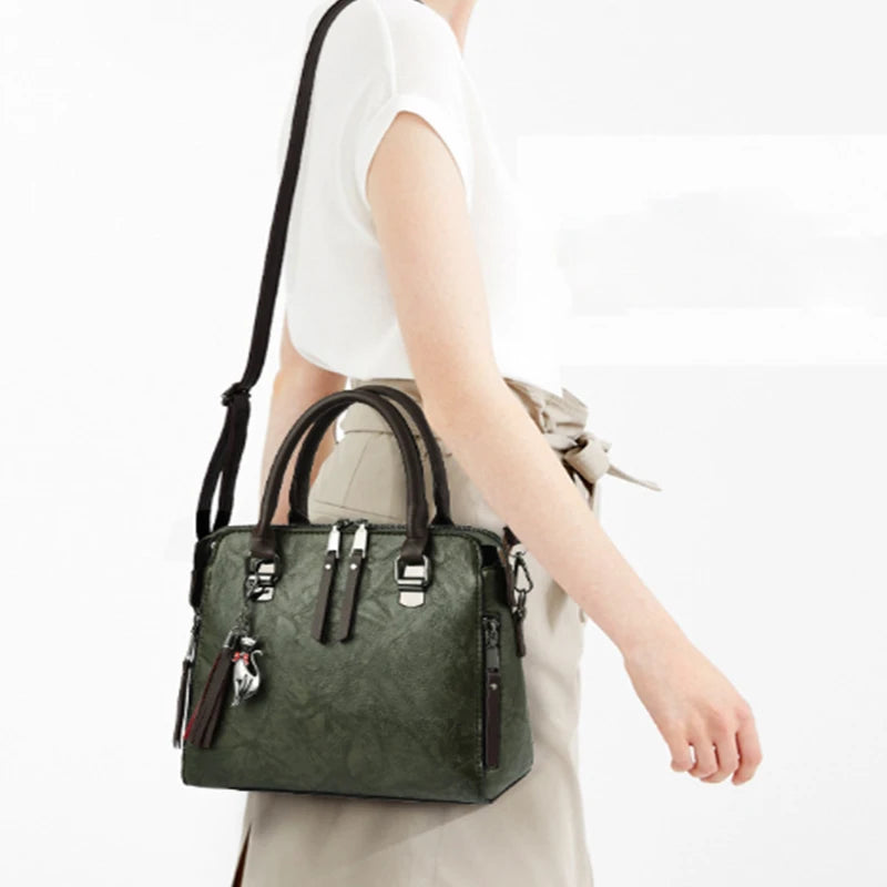 Luxury Women's Shoulder Bag – Embroidered Large Capacity Tote with Tassel