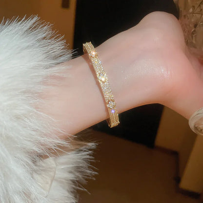 Luxury Cubic Zirconia Bangle Bracelet – Gold Silver Plated Women Jewelry | Noverlla