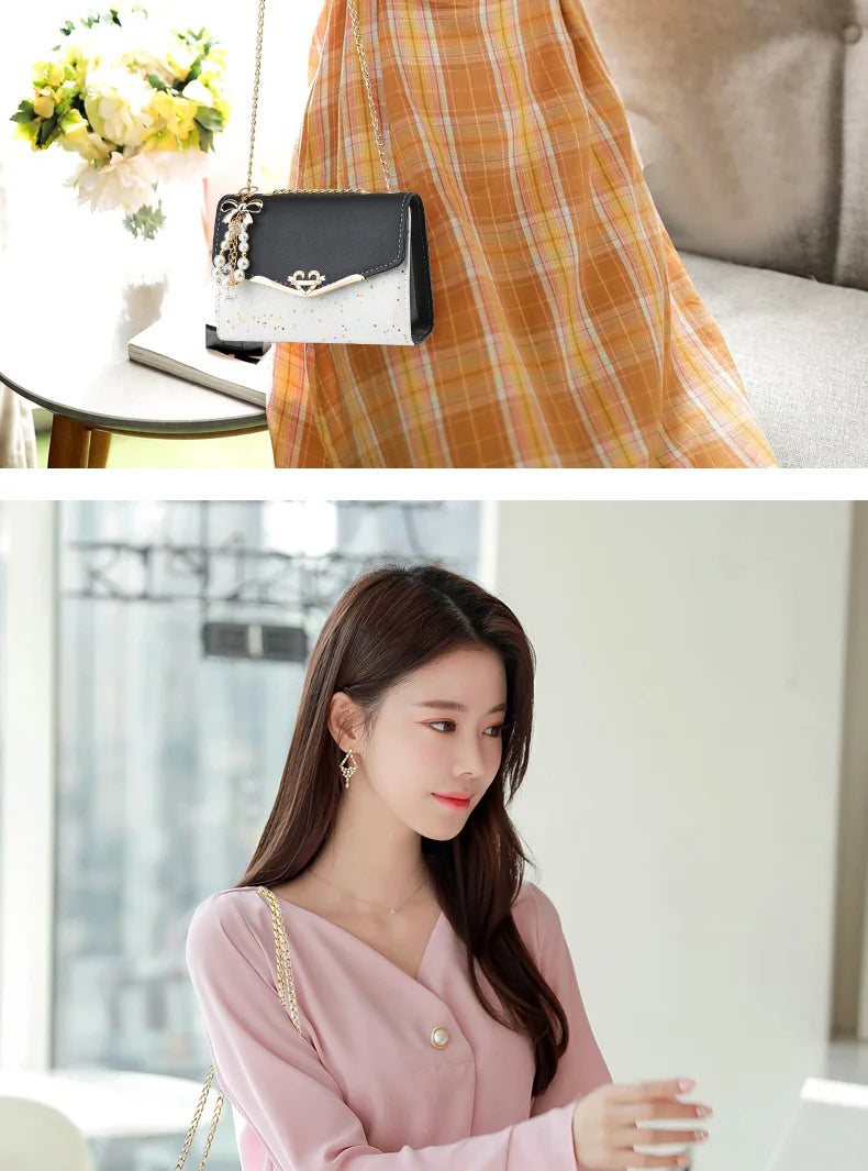 Luxury Sequin Chain Shoulder Bag for Women – Elegant Bow Fashion Handbag