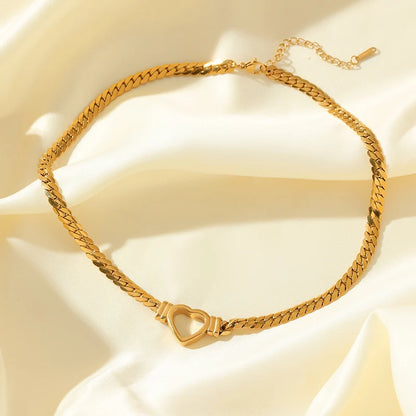 Luxury Heart Necklace & Bracelet Set for Women – Stainless Steel Gold Jewelry Gift