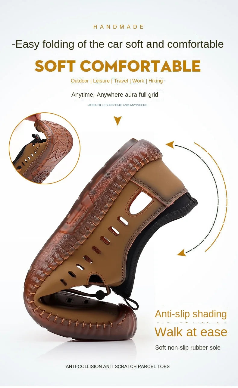 Noverlla™ Men's Leather Sandals – Breathable Non-Slip Summer Outdoor Shoes
