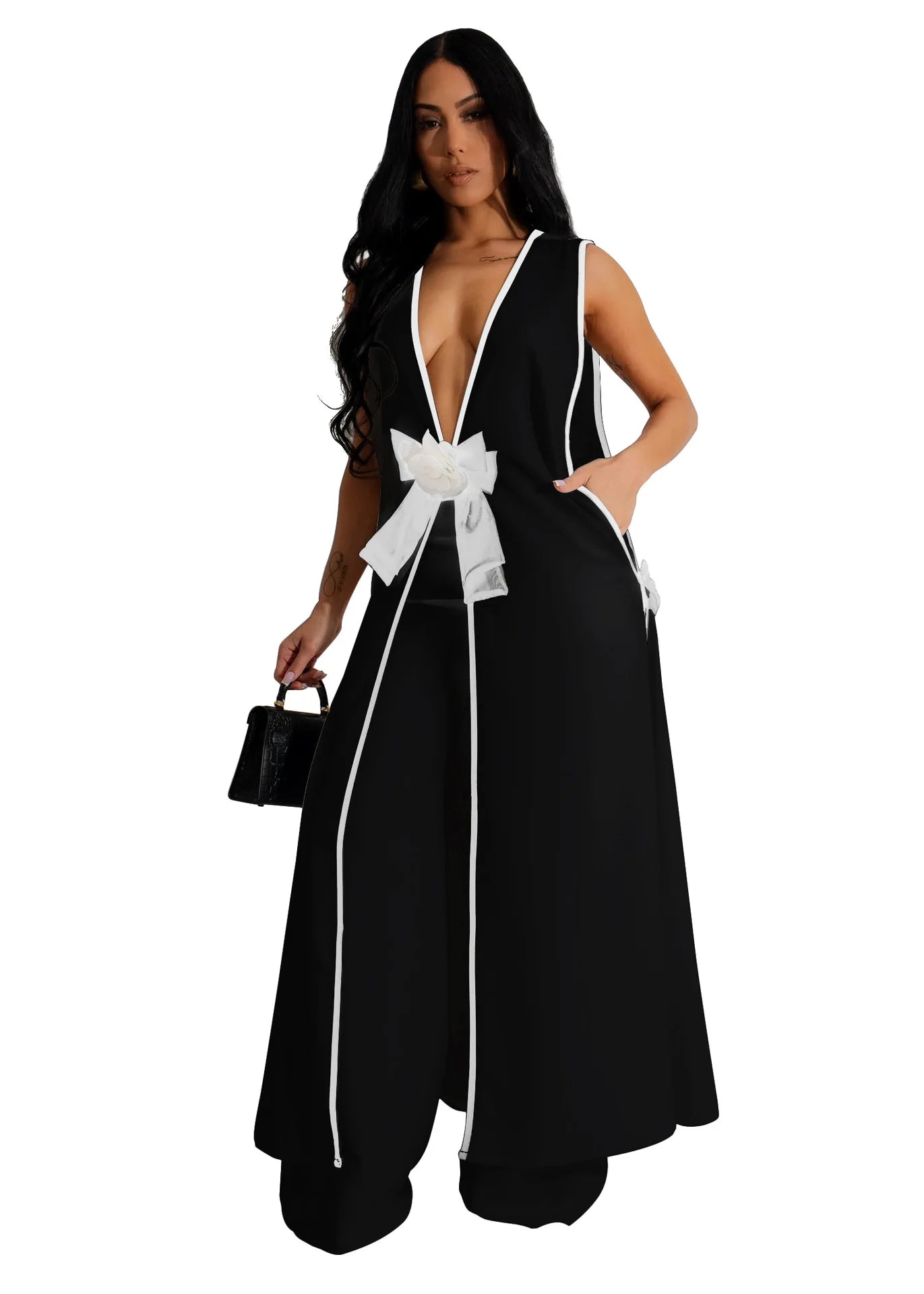 Women's Elegant Two-Piece Matching Set – Sleeveless Vest & Wide-Leg Ankle Pants | Chic Work & Casual Outfit