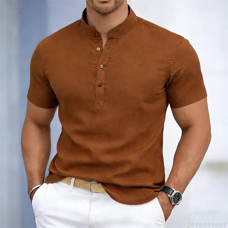 Noverlla™ Premium Stand Collar Polo – Slim Fit Men's Fashion Shirt