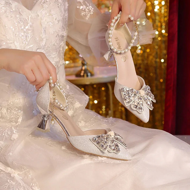 Noverlla™ Rhinestone Butterfly Heels – Elegant Pointed-Toe Party Sandals for Women