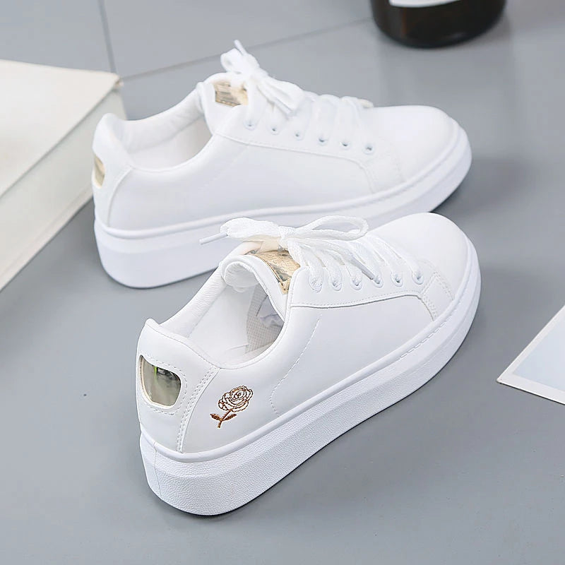 Noverlla™ Women's Embroidered Sneakers – Breathable Lace-Up Casual Shoes
