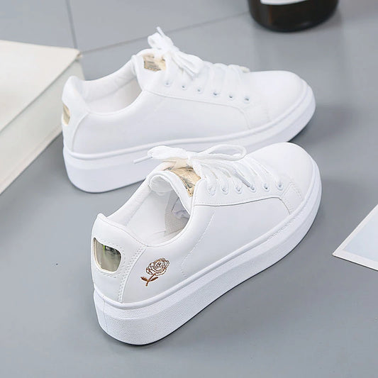 Noverlla™ Women's Embroidered Sneakers – Breathable Lace-Up Casual Shoes