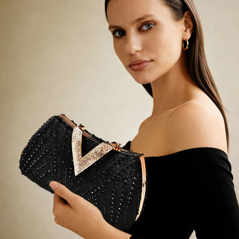 Diamond Rhinestone Shoulder & Crossbody Bag – Women Luxury Wedding Handbag