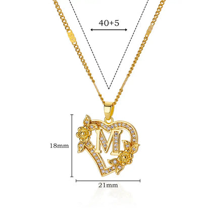 Noverlla™ Personalized Initial Heart Necklace | Gold Stainless Steel Jewelry