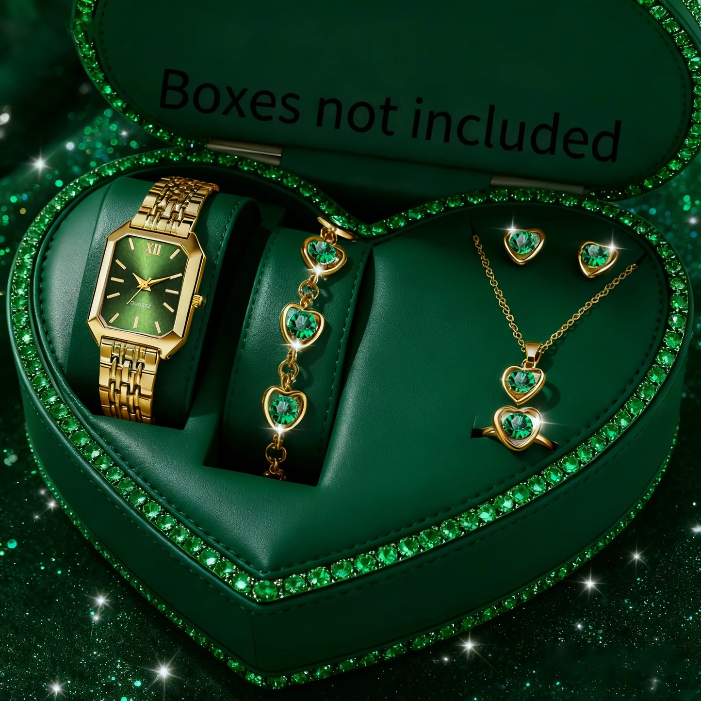 Elegant Gold Women's Gift Set – Quartz Watch with Matching Jewelry Collection