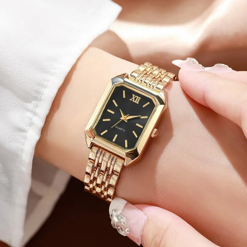 Noverlla™ Elegant Women's Rhinestone Watch & Jewelry Set | 5-Piece Quartz Gift Collection