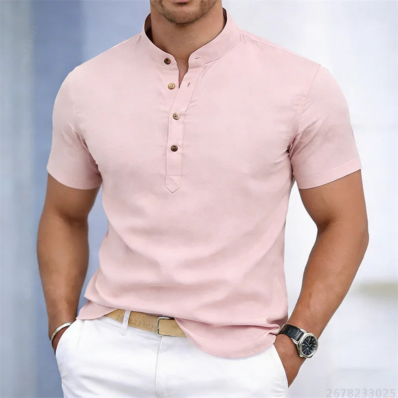 Noverlla™ Premium Stand Collar Polo – Slim Fit Men's Fashion Shirt