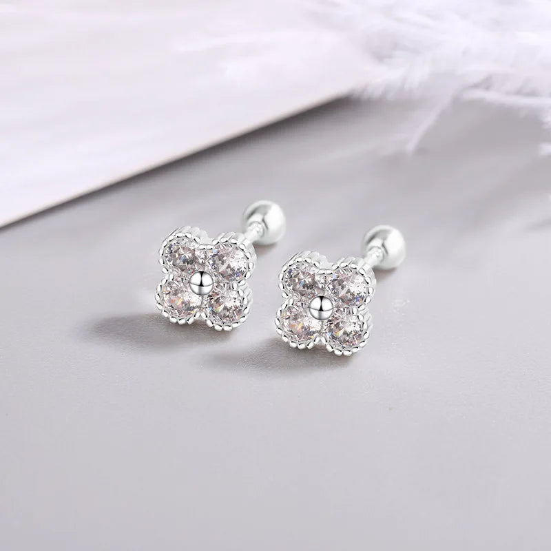 Luxury 925 Sterling Silver Round Zircon Earrings – Elegant Women Jewelry