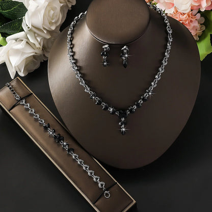 Bridal Leaf Waterdrop Jewelry Set – Earrings & Necklace Luxury Wedding Accessories