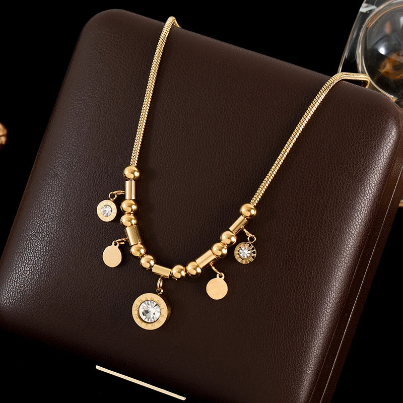 Luxury Heart Necklace & Bracelet Set for Women – Stainless Steel Gold Jewelry Gift