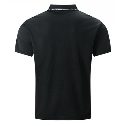 Noverlla™ Men's Slim Fit Polo Shirt – Short Sleeve Business Casual Top with Plaid Collar Detail