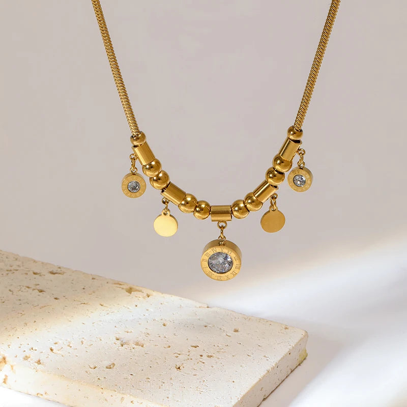 Luxury Heart Necklace & Bracelet Set for Women – Stainless Steel Gold Jewelry Gift