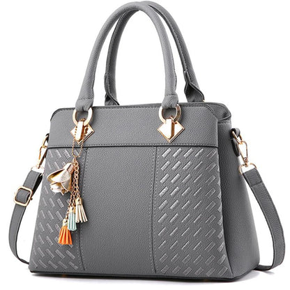 Luxury Women's Shoulder Bag – Embroidered Large Capacity Tote with Tassel