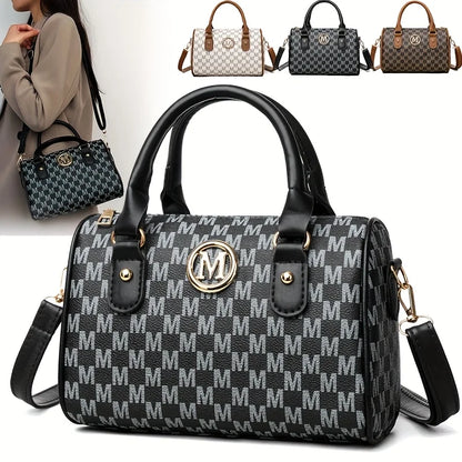 Noverlla™ Monogram “M” Shoulder Bag – Luxury Faux Leather Crossbody for Women