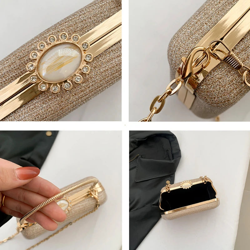Luxury Glitter Clutch Bag for Women – Evening Party & Wedding Handbag with Chain