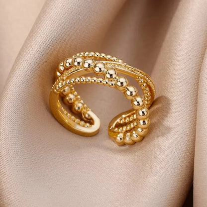 Luxury Stainless Steel Adjustable Belt Ring with Zircon – Women Geometric Jewelry