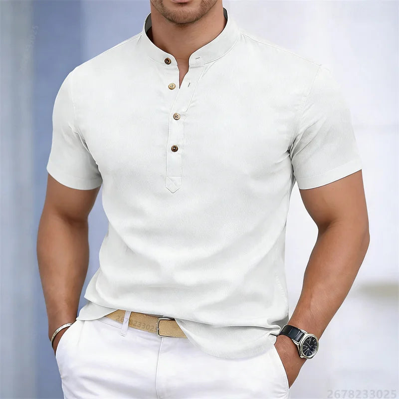 Noverlla™ Premium Stand Collar Polo – Slim Fit Men's Fashion Shirt