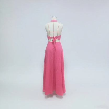 Noverlla™ Women's Halter Crop Top & Maxi Skirt Set – Elegant Two-Piece Outfit