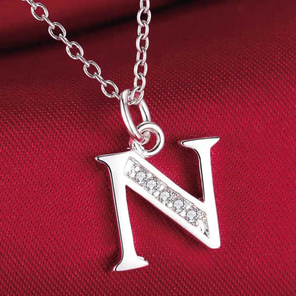 Noverlla 925 Sterling Silver Initial Necklace – Zircon Zirconia Pendant for Women