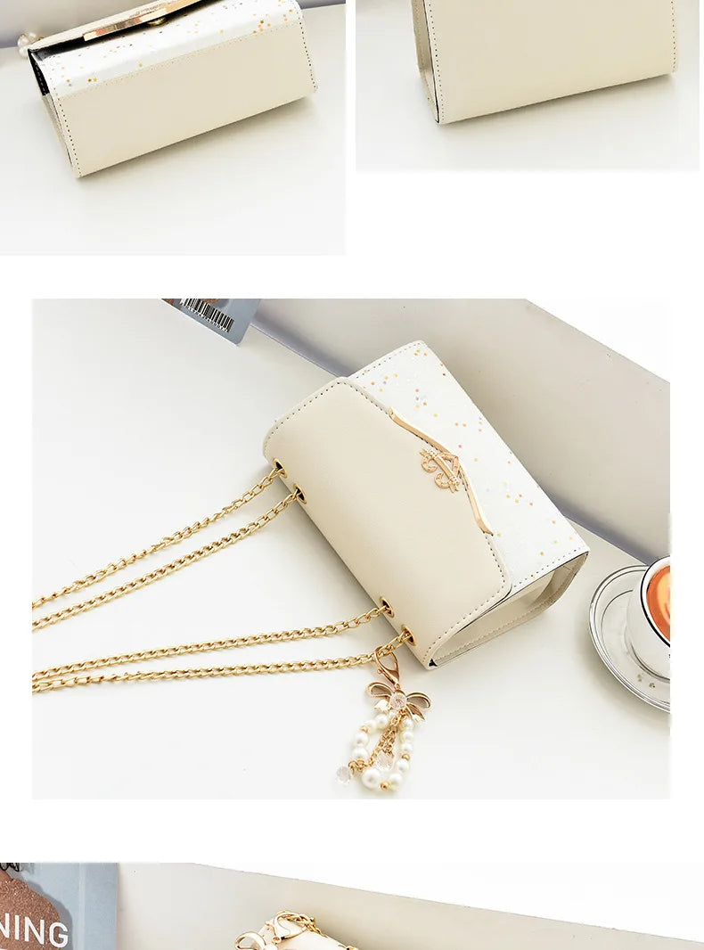 Luxury Sequin Chain Shoulder Bag for Women – Elegant Bow Fashion Handbag