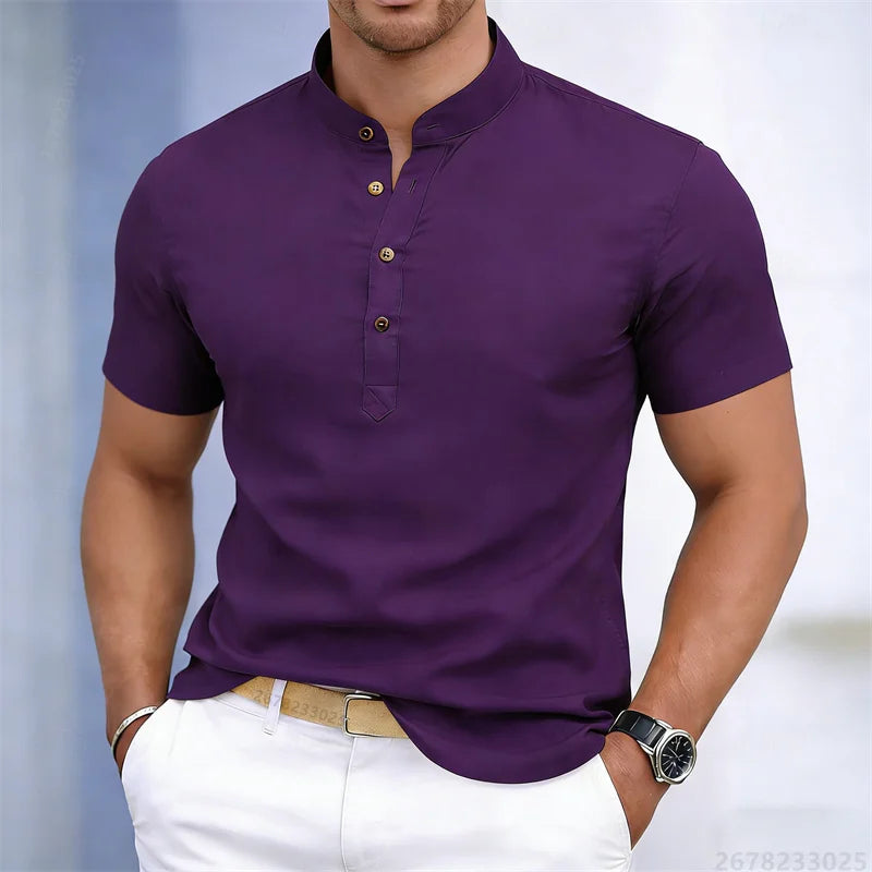 Noverlla™ Premium Stand Collar Polo – Slim Fit Men's Fashion Shirt
