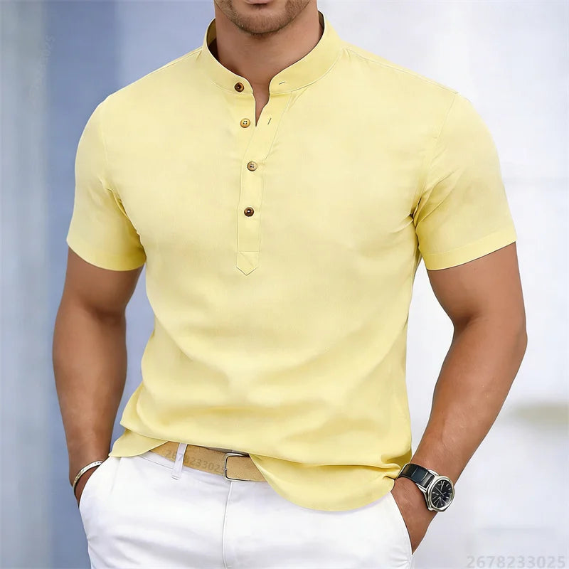 Noverlla™ Premium Stand Collar Polo – Slim Fit Men's Fashion Shirt
