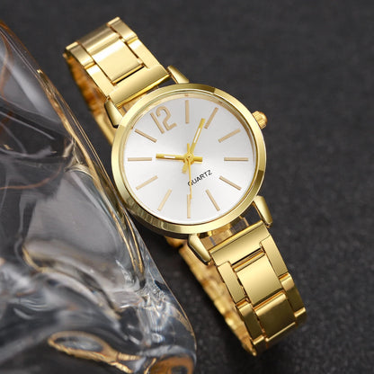 6-Piece Elegant Women's Quartz Watch & Rhinestone Jewelry Set – Fashion Wristwatch Gift Set (No Box)