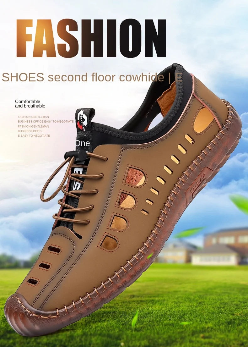 Noverlla™ Men's Leather Sandals – Breathable Non-Slip Summer Outdoor Shoes