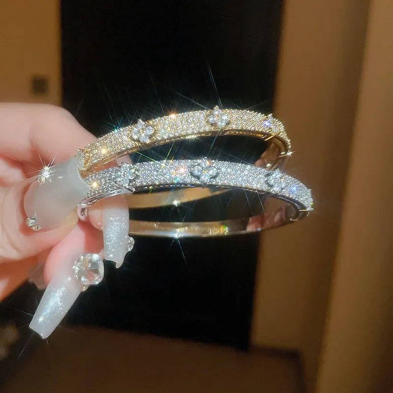 Luxury Cubic Zirconia Bangle Bracelet – Gold Silver Plated Women Jewelry | Noverlla