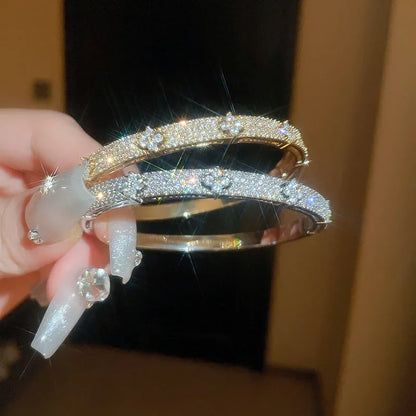 Luxury Cubic Zirconia Bangle Bracelet – Gold Silver Plated Women Jewelry | Noverlla