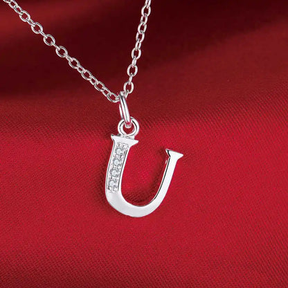 Noverlla 925 Sterling Silver Initial Necklace – Zircon Zirconia Pendant for Women