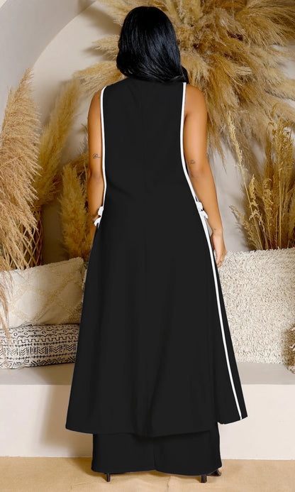 Women's Elegant Two-Piece Matching Set – Sleeveless Vest & Wide-Leg Ankle Pants | Chic Work & Casual Outfit