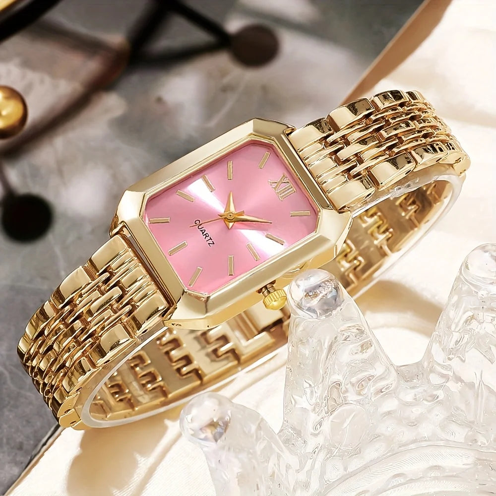 Elegant Gold Women's Gift Set – Quartz Watch with Matching Jewelry Collection