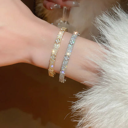 Luxury Cubic Zirconia Bangle Bracelet – Gold Silver Plated Women Jewelry | Noverlla