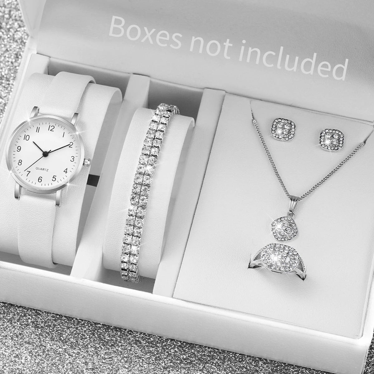 Luxury Women Quartz Watch Set 5/6PCS – Leather Band Diamond Fashion Watches