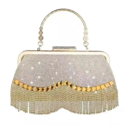 Elegant Rhinestone Diamond Tassel Evening Clutch Bag – Luxury Party & Wedding Handbag
