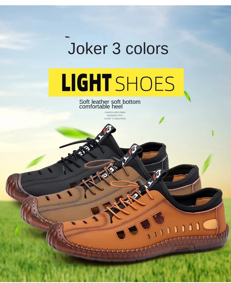 Noverlla™ Men's Leather Sandals – Breathable Non-Slip Summer Outdoor Shoes