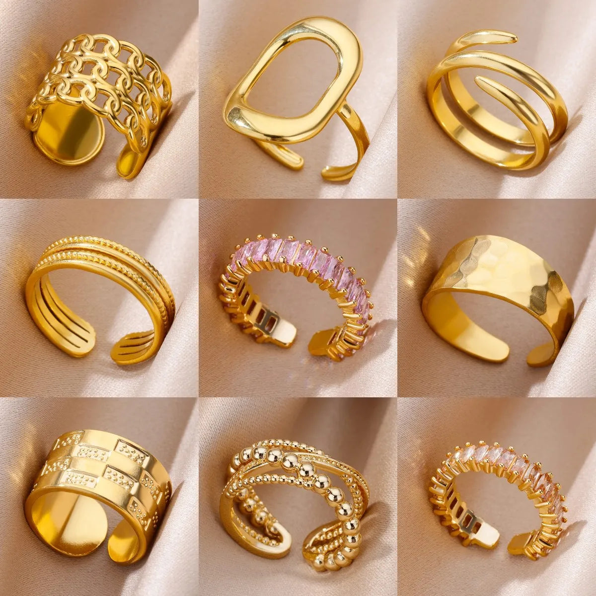 Noverlla™ Luxury Gold Stainless Steel Ring | Timeless Elegance for Women