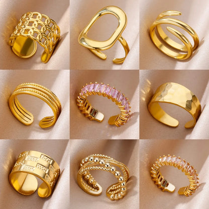 Noverlla™ Luxury Gold Stainless Steel Ring | Timeless Elegance for Women