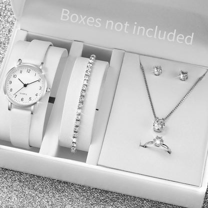 Luxury Women Quartz Watch Set 5/6PCS – Leather Band Diamond Fashion Watches