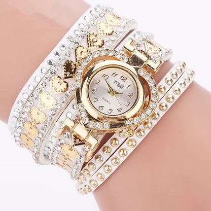 Elegant Rhinestone Heart Watch for Women – Velvet Strap Fashion Wristwatch