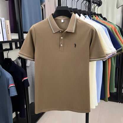 Noverlla™ Men's Luxury Polo Shirt – Short Sleeve Business Casual Top with Embroidered Detail